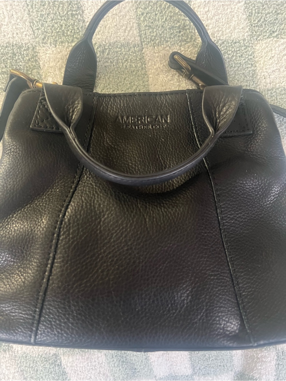 Black Leather Mini Satchel with Crossbody Strap - Picture 2 of 8